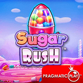 Sugar Rush cover art - candy and gummy bear symbols on a 7x7 cluster grid